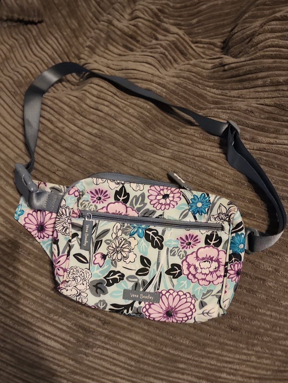 Vera Bradley Floral Crossbody Hip Pack - Pink, Blue & Gray - Picture 1 of 3
